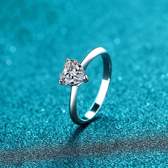 Certified 2ct. t.w. Diamond Moissanite Heart Engagement Ring NEW - Picture 3 of 8